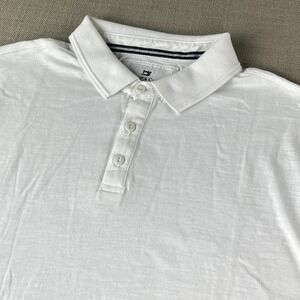 Thread & Cloth Polo Shirt Mens Medium White Short‎ Sleeve Slub Cotton Casual